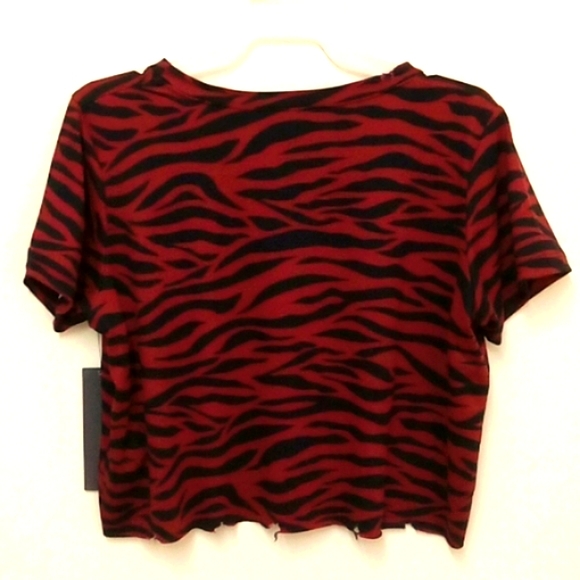 *Final Price* Rad Prince Peter Rock Chick Zebra Distressed Cropped Tee NWT - Picture 5 of 5